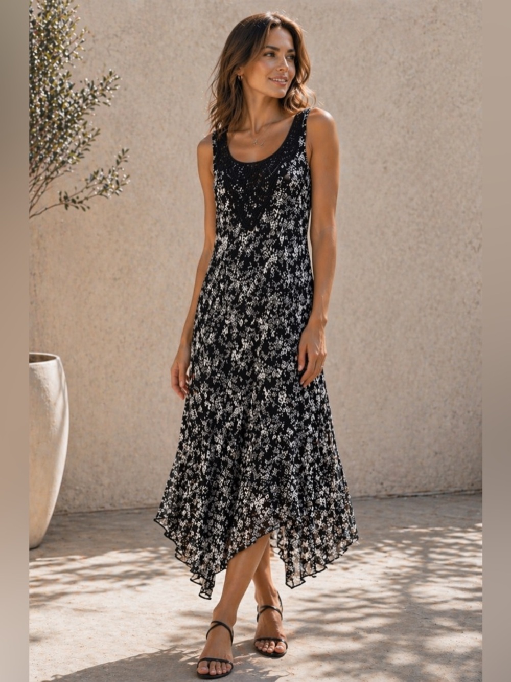 Laura Plus Floral Crochet Front Dress